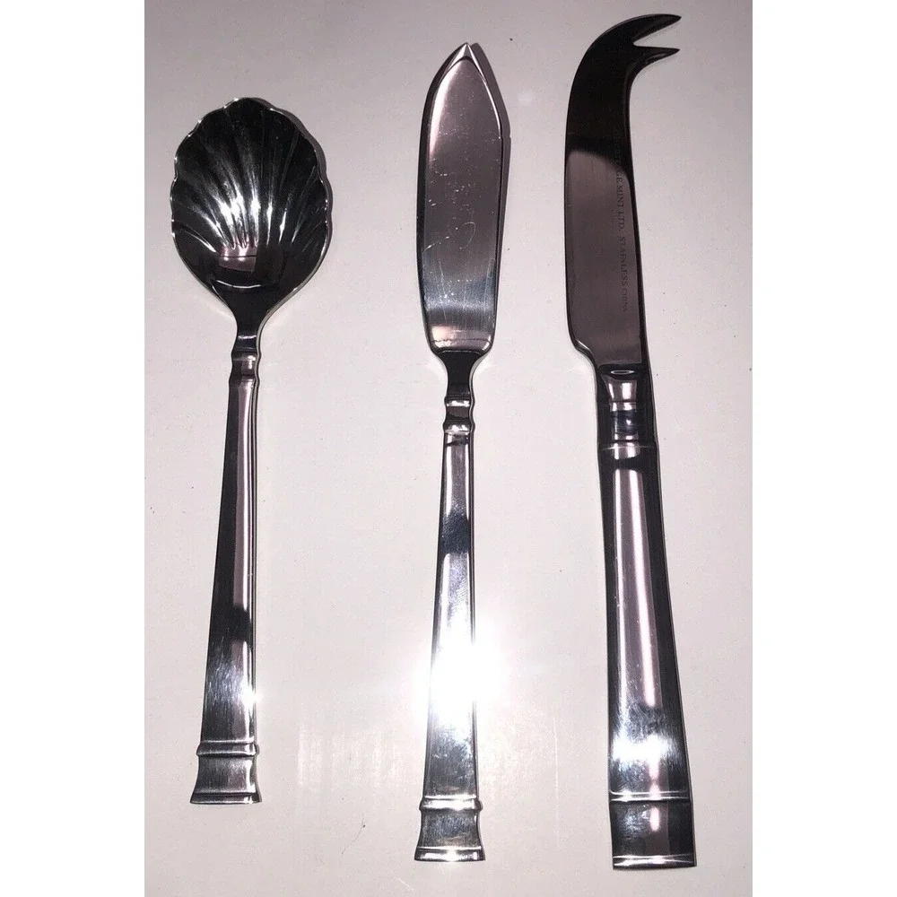 Heritage Mint Entertainment Serving Set Stainless Steel‎ Glossy 3 pc Bentley NEW